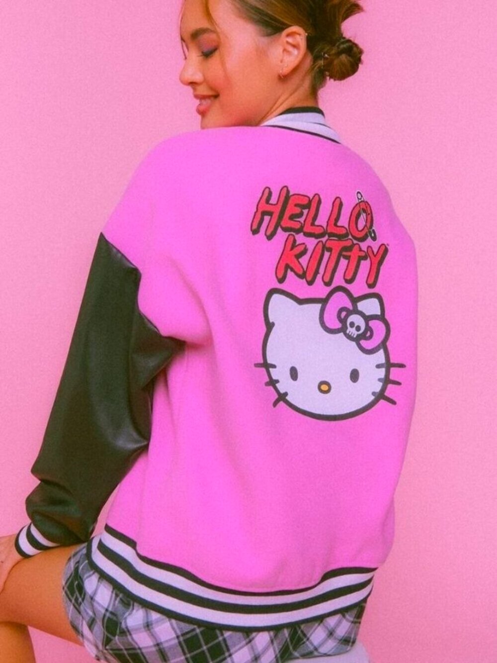 Forever 21 x Hello Kitty Pink Varsity Bomber Jacket - Size Small